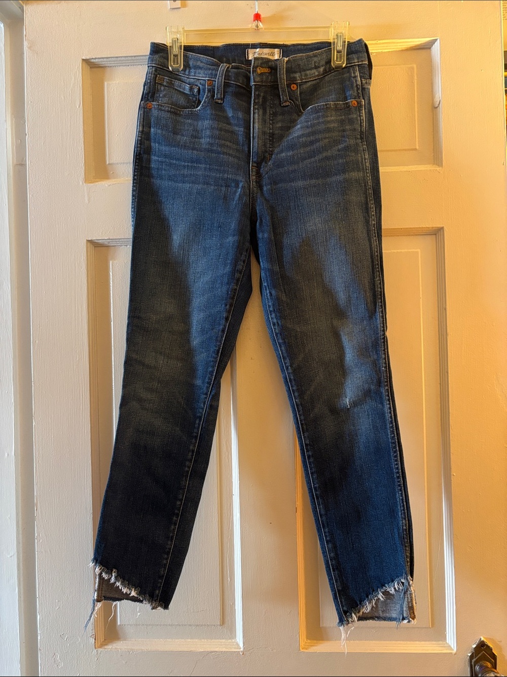 Madewell 10” High Rise skinny Women’s Dark Blue Frayed Hem Jeans